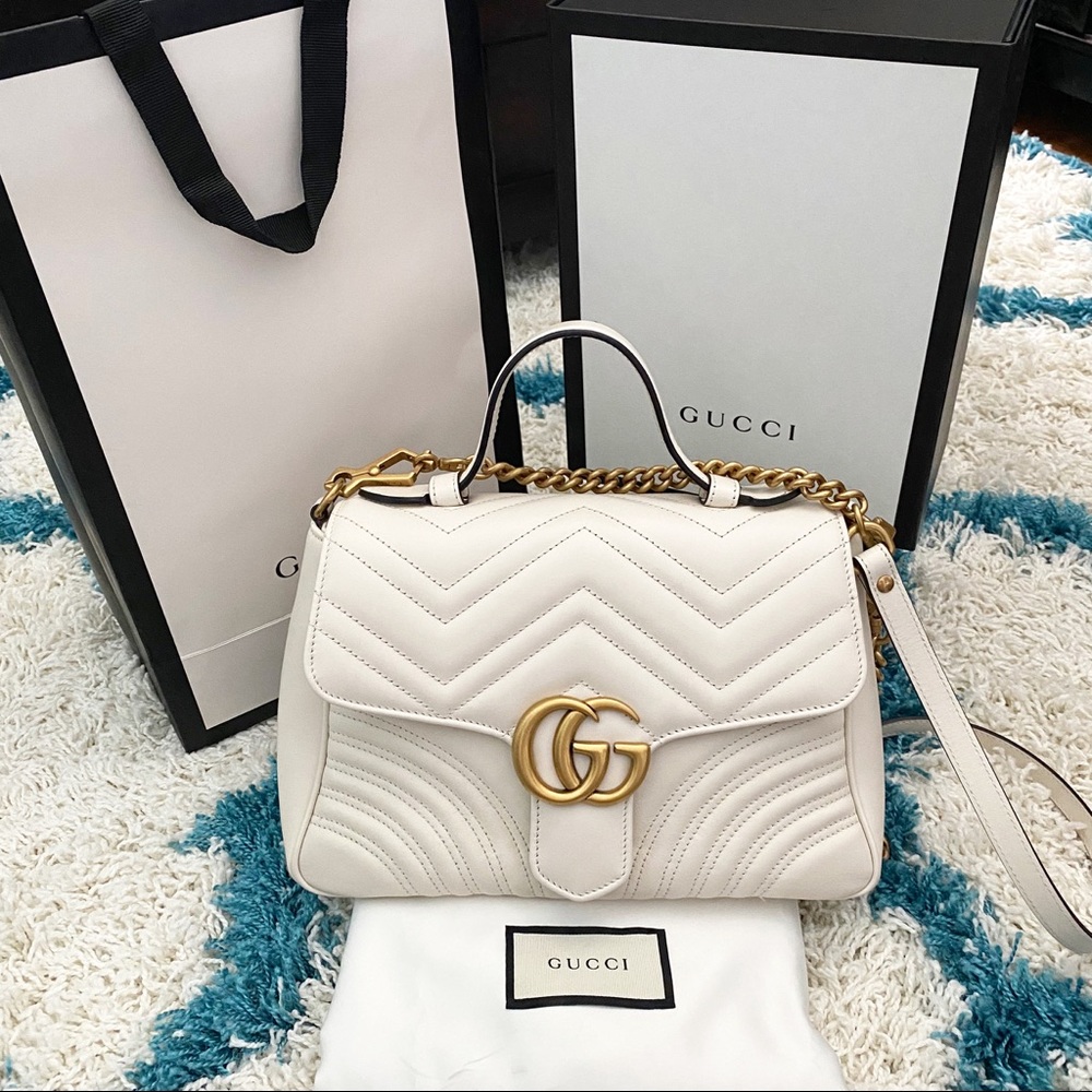 Gucci Marmont small top handle bag - White